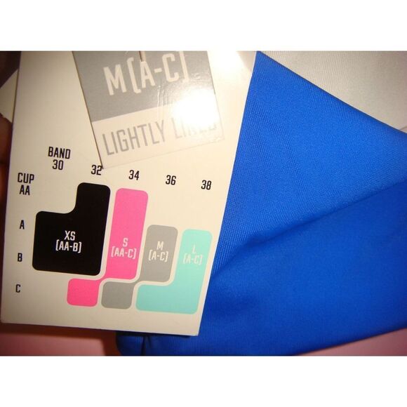 NWT Victoria's Secret PINK Bralette TANK BIKINI M/S indigo Blue white GOOD VIBES - Picture 2 of 3